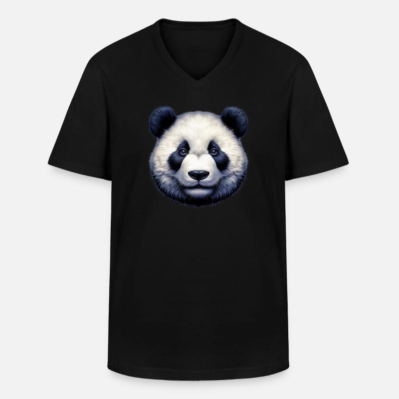 Panda - Männer-T-Shirt mit V-Ausschnitt - Schwarz