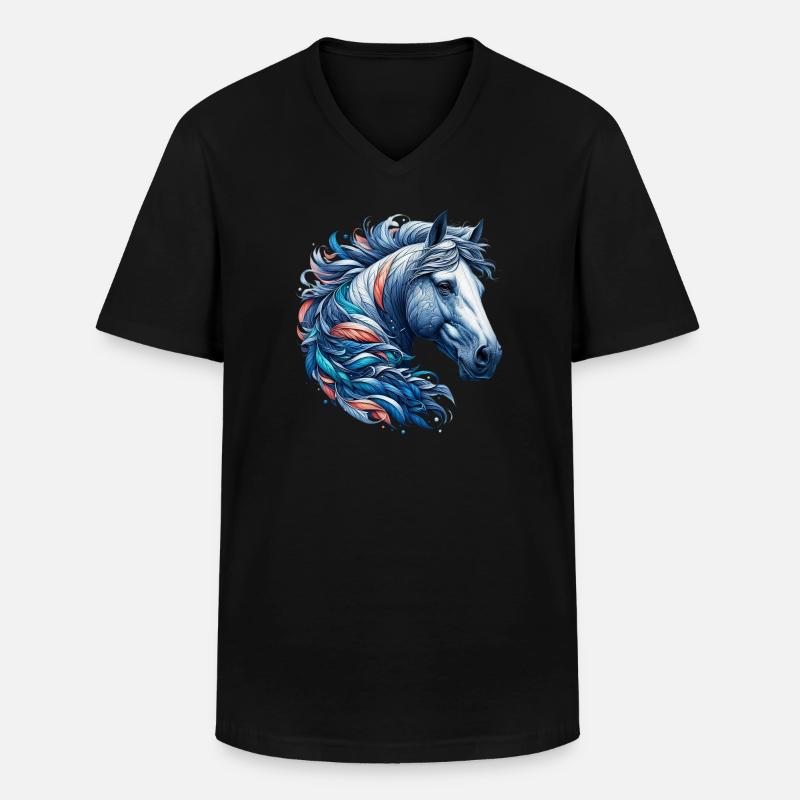 Pferd - Männer-T-Shirt mit V-Ausschnitt - Schwarz