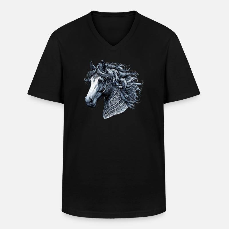 Pferd - Männer-T-Shirt mit V-Ausschnitt - Schwarz