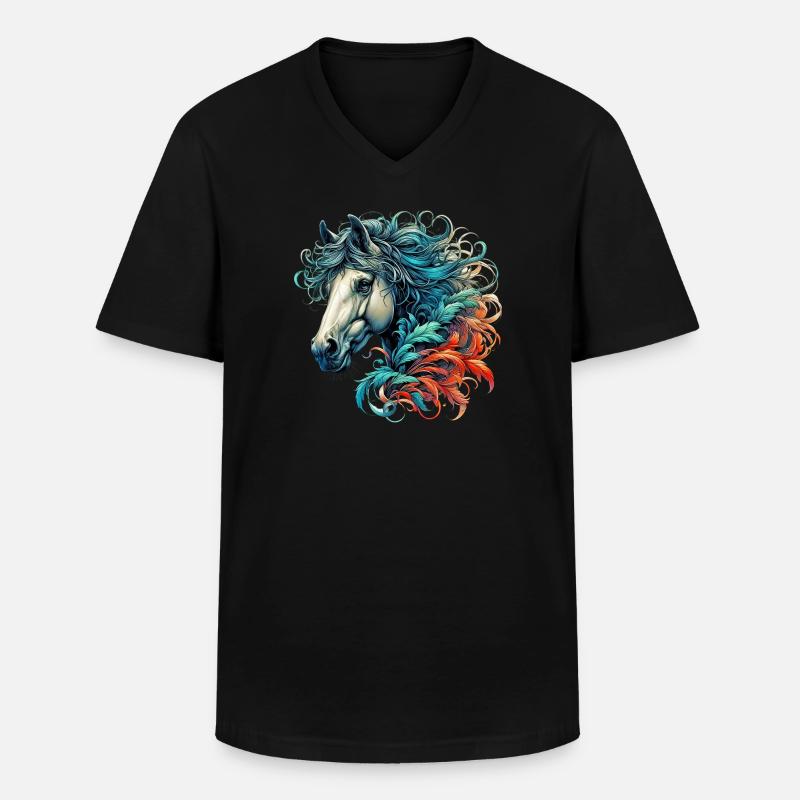 Pferd - Männer-T-Shirt mit V-Ausschnitt - Schwarz