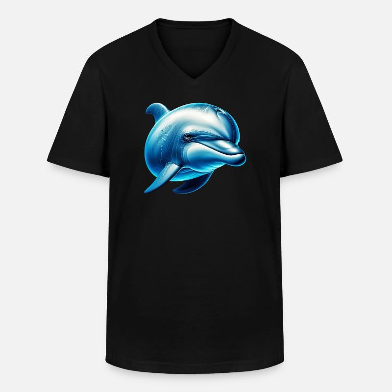 Delfin - Männer-T-Shirt mit V-Ausschnitt - Schwarz