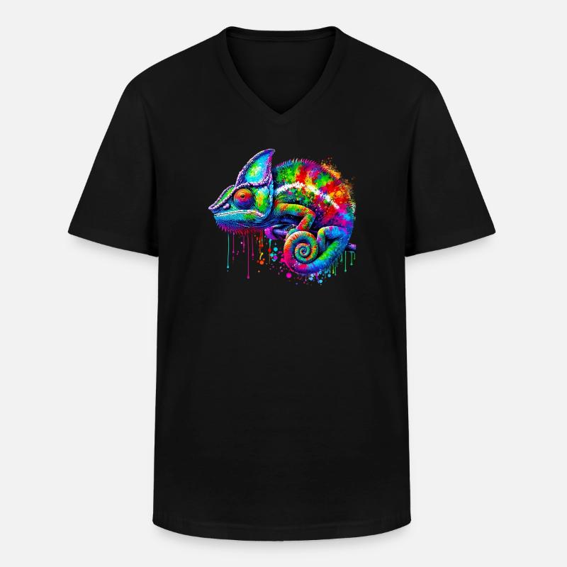 Chamäleon - Männer-T-Shirt mit V-Ausschnitt - Schwarz