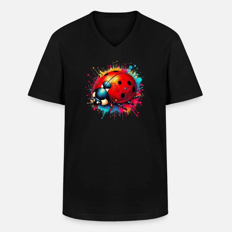 Marienkäfer - Männer-T-Shirt mit V-Ausschnitt - Schwarz