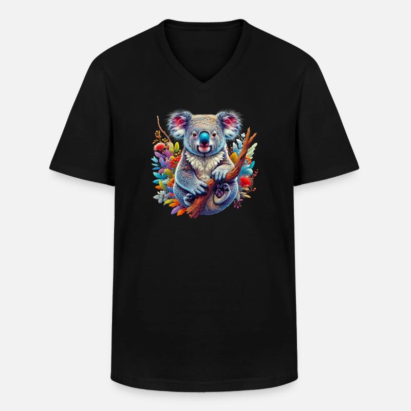 Koala - Männer-T-Shirt mit V-Ausschnitt - Schwarz