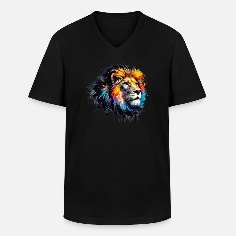 Löwe - Männer-T-Shirt mit V-Ausschnitt - Schwarz