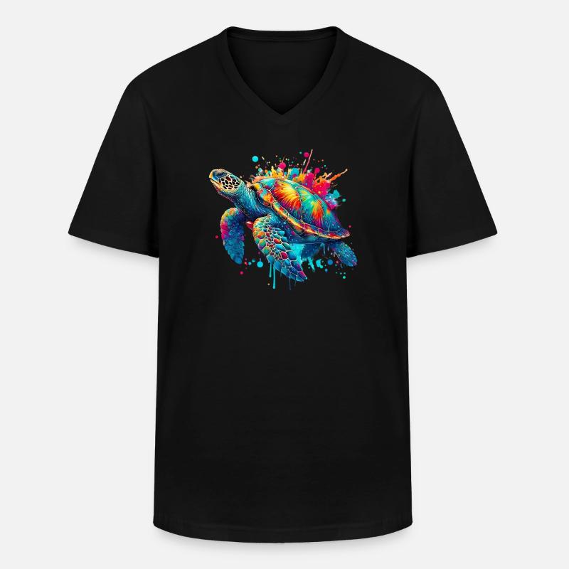 Schildkröte - Männer-T-Shirt mit V-Ausschnitt - Schwarz
