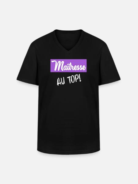DANKE, HERRIN - Männer-T-Shirt mit V-Ausschnitt - Schwarz