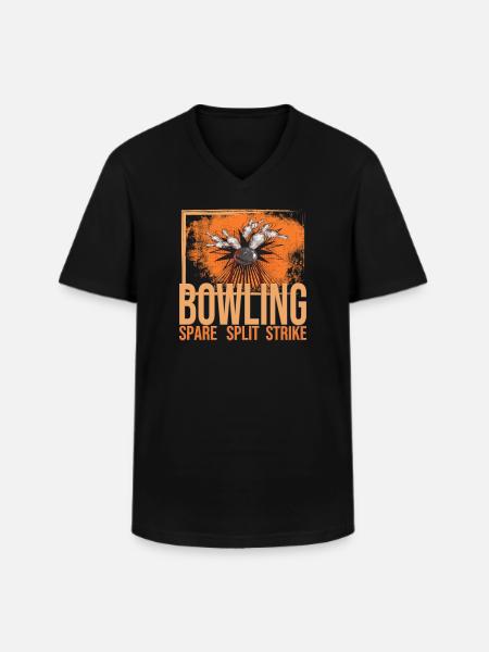 Bowling - Spare - Split - Strike - Männer-T-Shirt mit V-Ausschnitt - Schwarz