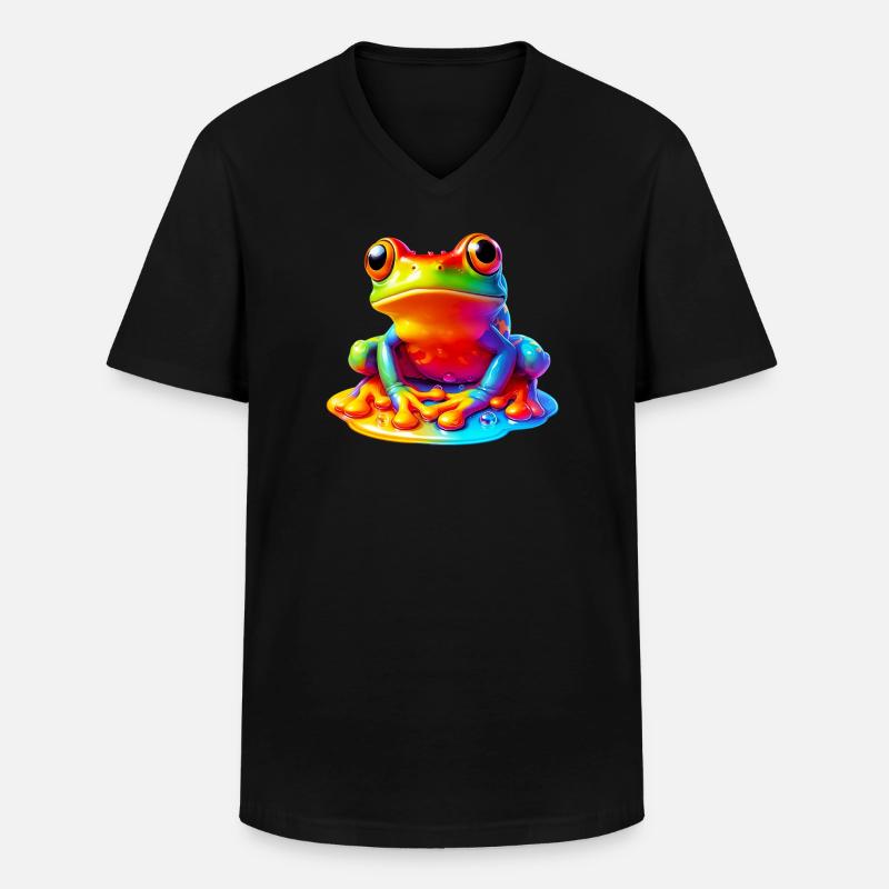 Frosch - Männer-T-Shirt mit V-Ausschnitt - Schwarz