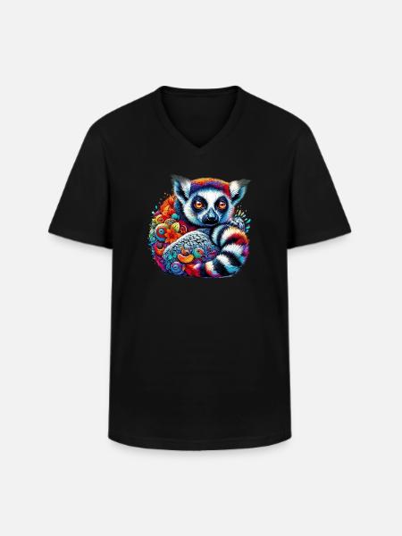 Lemur - Men's V-Neck T-Shirt - black
