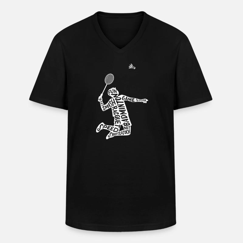 Badminton Badmintonspieler - Männer-T-Shirt mit V-Ausschnitt - Schwarz