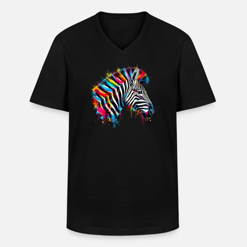 Zebra - Men's V-Neck T-Shirt - black