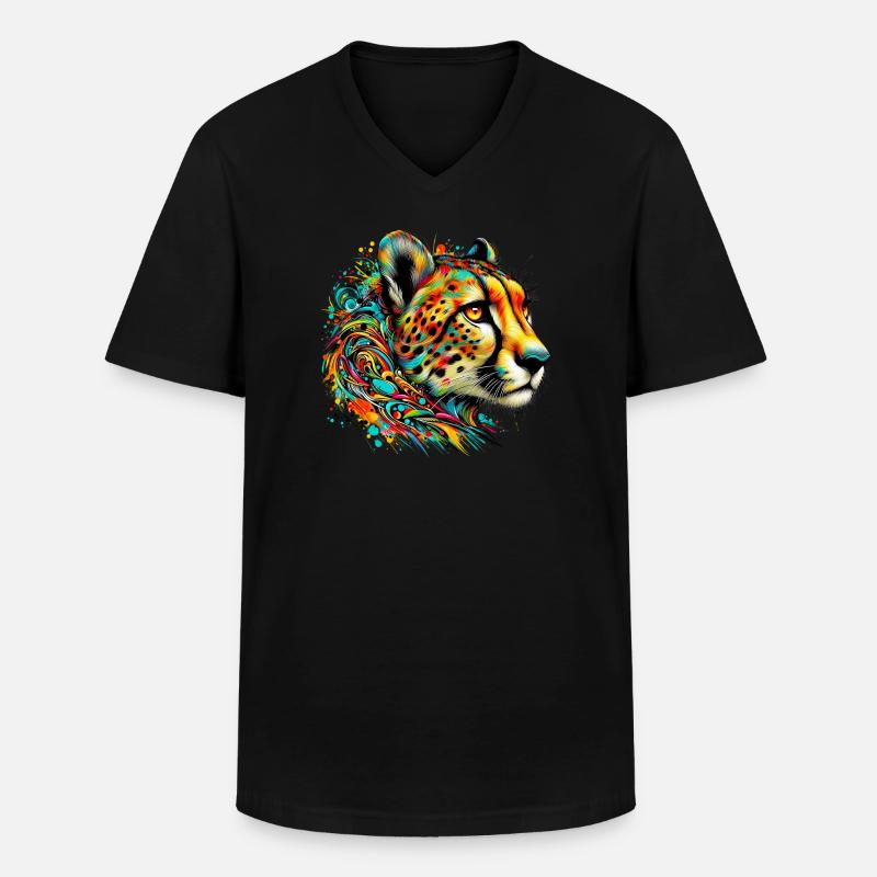 Gepard - Männer-T-Shirt mit V-Ausschnitt - Schwarz