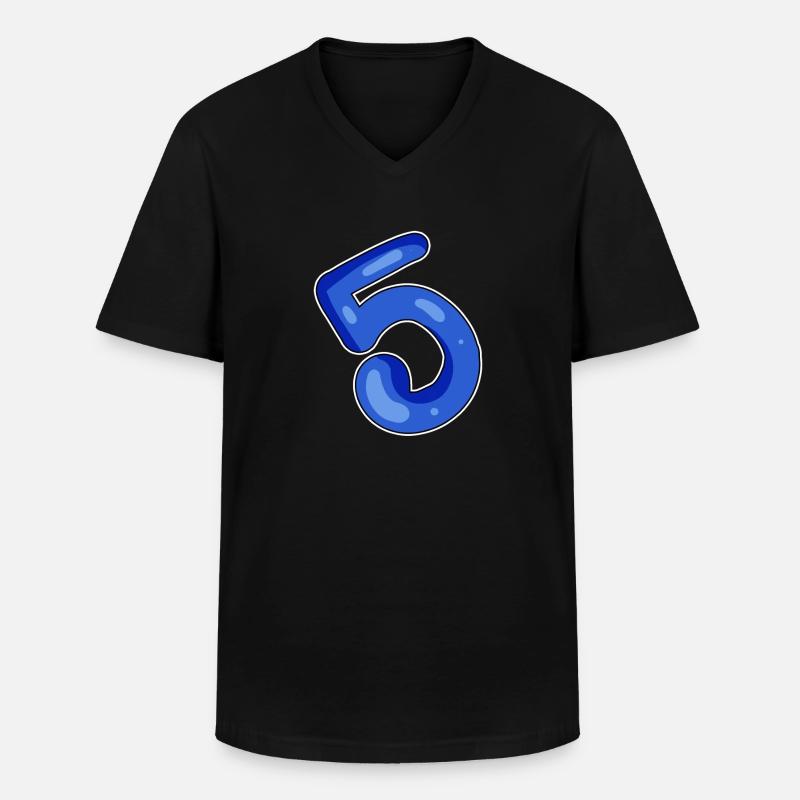 5 Blau - Männer-T-Shirt mit V-Ausschnitt - Schwarz