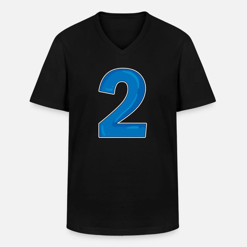Two - 2 - Number Number - Men's V-Neck T-Shirt - black