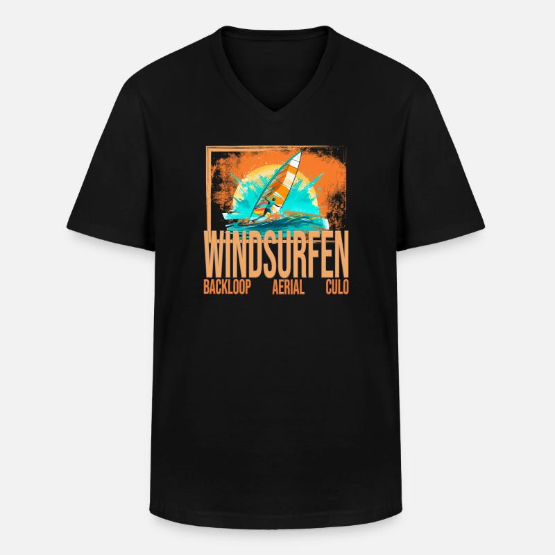 Backloop - Aerial - Culo - Windsurfen - Männer-T-Shirt mit V-Ausschnitt - Schwarz