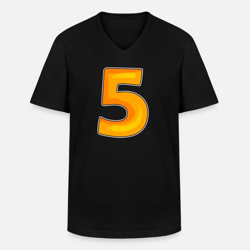 Zahl 5 Nummer - Männer-T-Shirt mit V-Ausschnitt - Schwarz