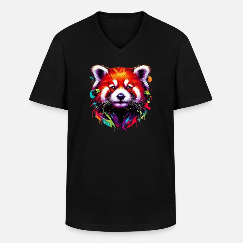 Kleiner Panda - Männer-T-Shirt mit V-Ausschnitt - Schwarz