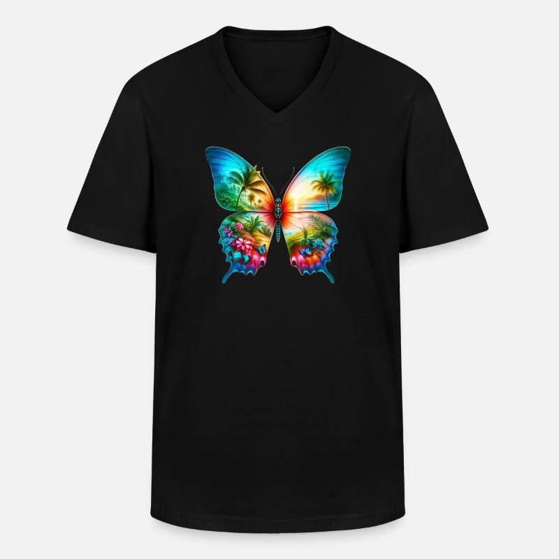 Schmetterling - Männer-T-Shirt mit V-Ausschnitt - Schwarz