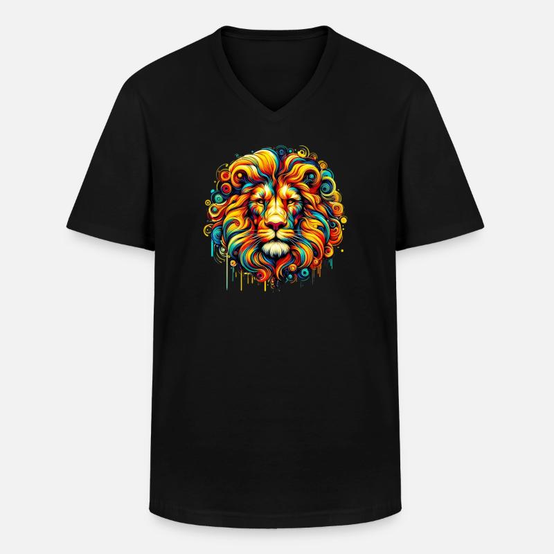 Löwe - Männer-T-Shirt mit V-Ausschnitt - Schwarz