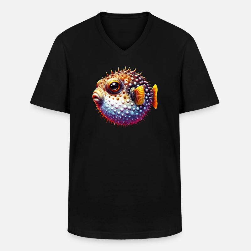 Pesce Palla - Maglietta da uomo classica con scollo a V - nero