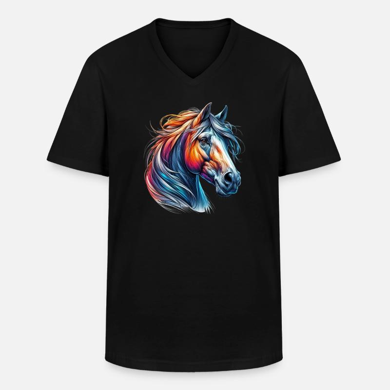 Pferd - Männer-T-Shirt mit V-Ausschnitt - Schwarz