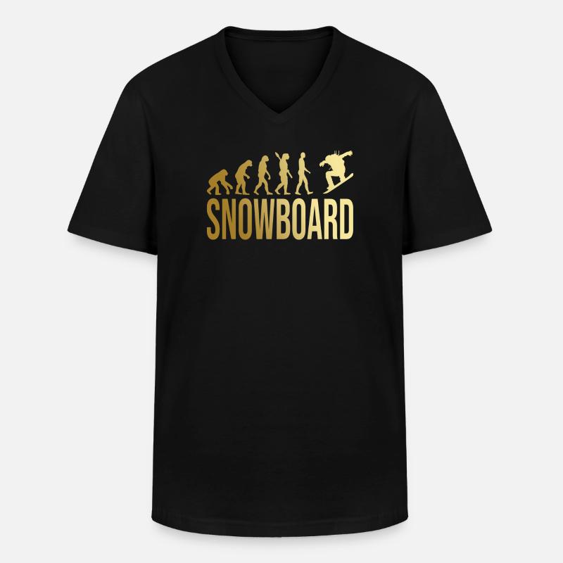Evolution Snowboard - Männer-T-Shirt mit V-Ausschnitt - Schwarz
