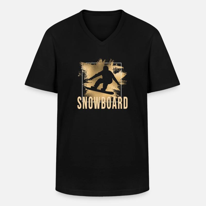 Snowboard - Männer-T-Shirt mit V-Ausschnitt - Schwarz