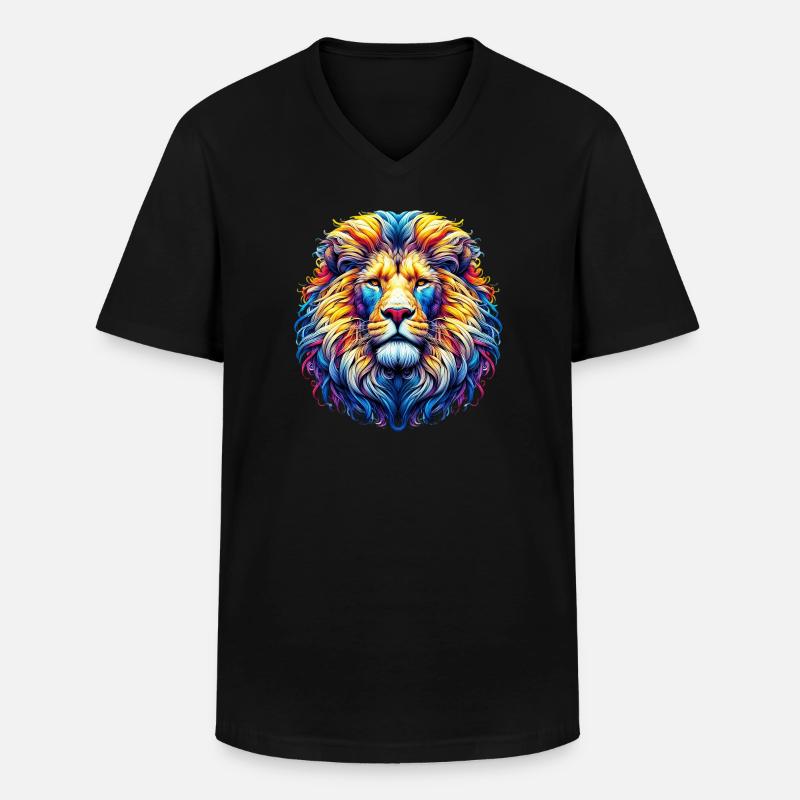 Löwe - Männer-T-Shirt mit V-Ausschnitt - Schwarz