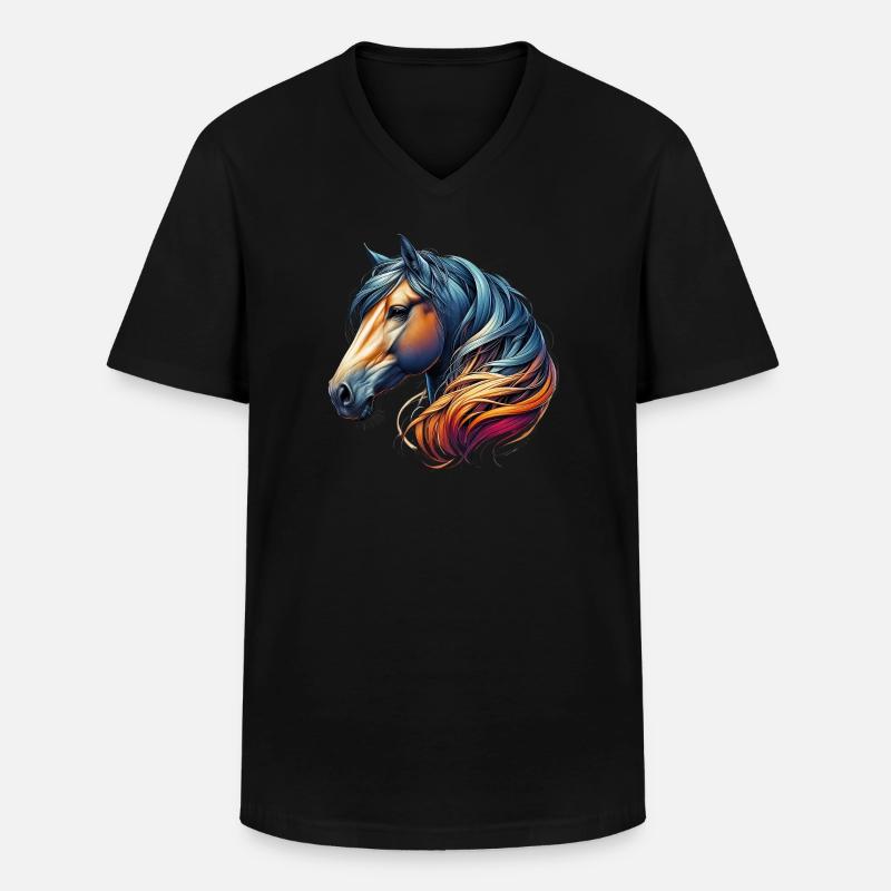 Pferd - Männer-T-Shirt mit V-Ausschnitt - Schwarz