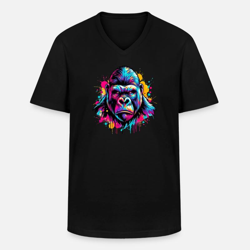 Gorilla - Männer-T-Shirt mit V-Ausschnitt - Schwarz