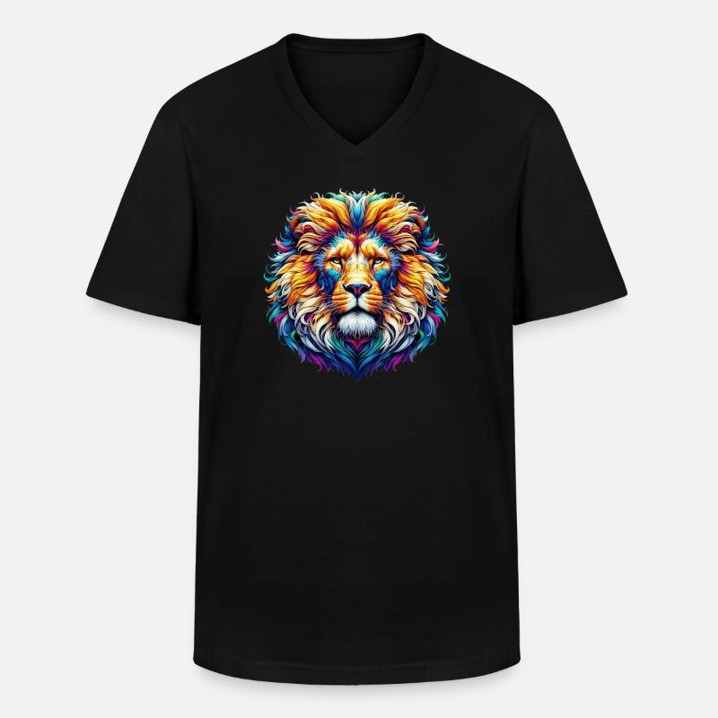 Löwe - Männer-T-Shirt mit V-Ausschnitt - Schwarz