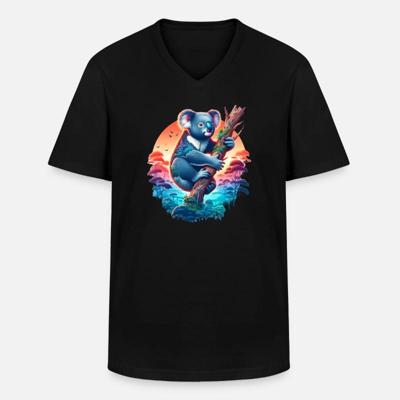 Koala - Männer-T-Shirt mit V-Ausschnitt - Schwarz