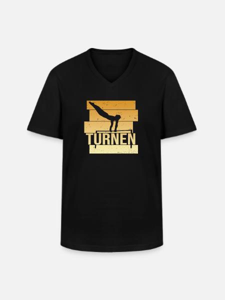Turnen - Männer-T-Shirt mit V-Ausschnitt - Schwarz