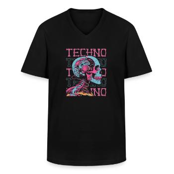 Techno Raver - Männer-T-Shirt mit V-Ausschnitt - Schwarz - Vorne - AI Model Male 178 dark (178cm)