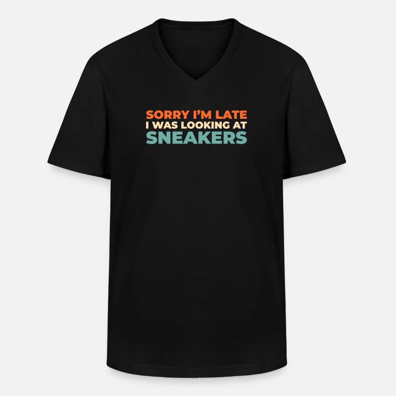 Sneakers - Männer-T-Shirt mit V-Ausschnitt - Schwarz