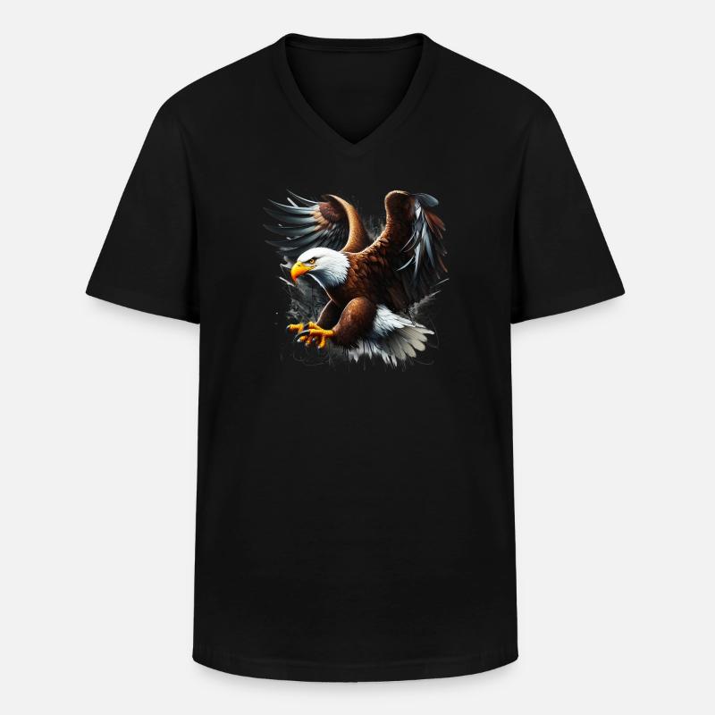 Adler - Männer-T-Shirt mit V-Ausschnitt - Schwarz