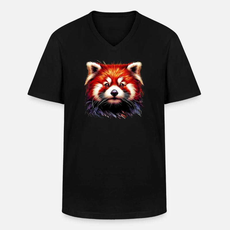 Kleiner Panda - Männer-T-Shirt mit V-Ausschnitt - Schwarz