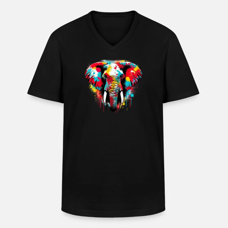 Elefant - Männer-T-Shirt mit V-Ausschnitt - Schwarz