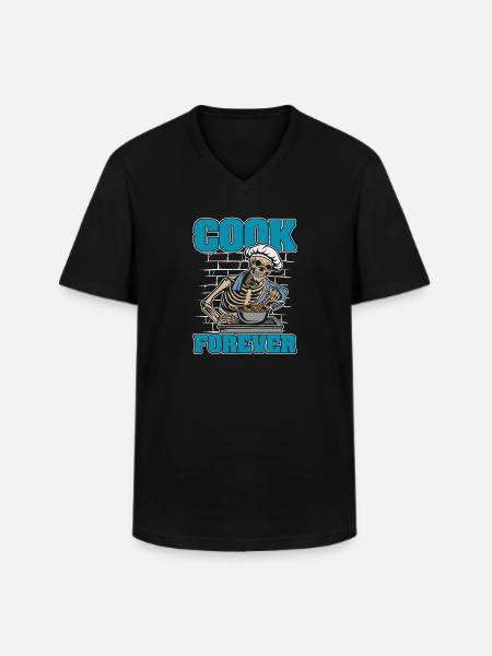 Chef Cooking Skeleton - Men's V-Neck T-Shirt - black