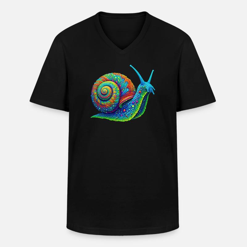 Schnecke - Männer-T-Shirt mit V-Ausschnitt - Schwarz