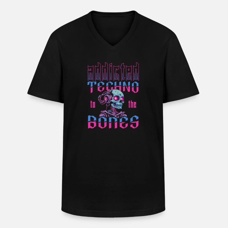 Techno Raver - Männer-T-Shirt mit V-Ausschnitt - Schwarz