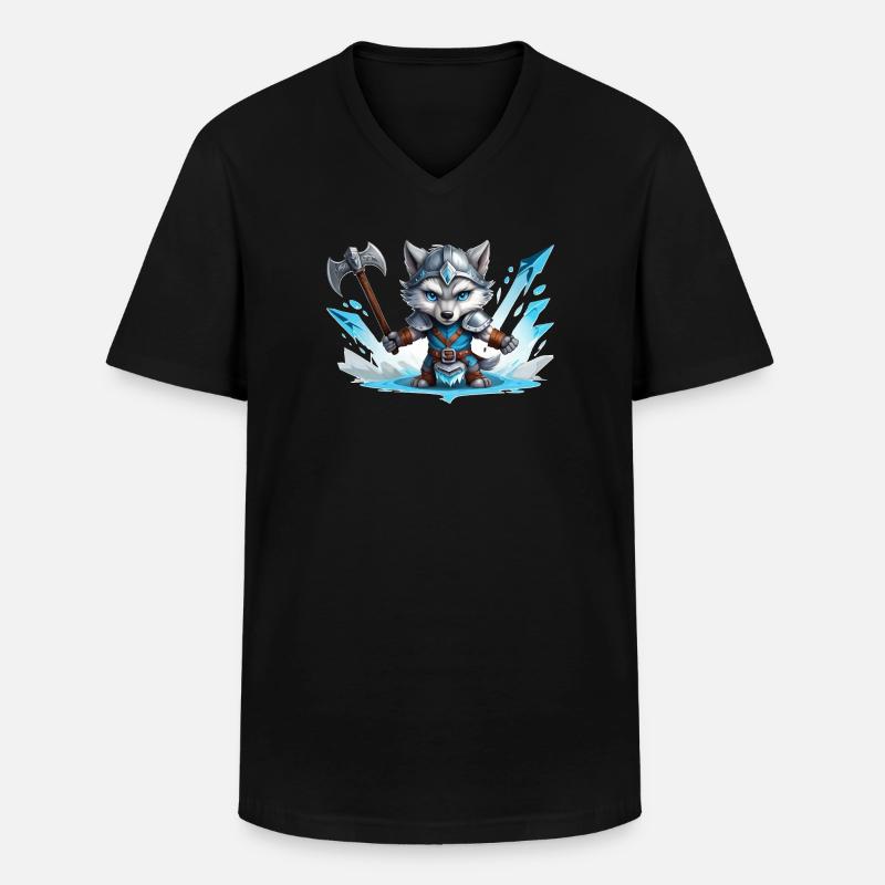 Viking Wolf Warrior - Männer-T-Shirt mit V-Ausschnitt - Schwarz