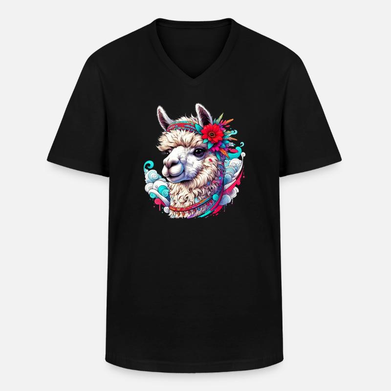 Alpaga - T-shirt col V Homme - noir