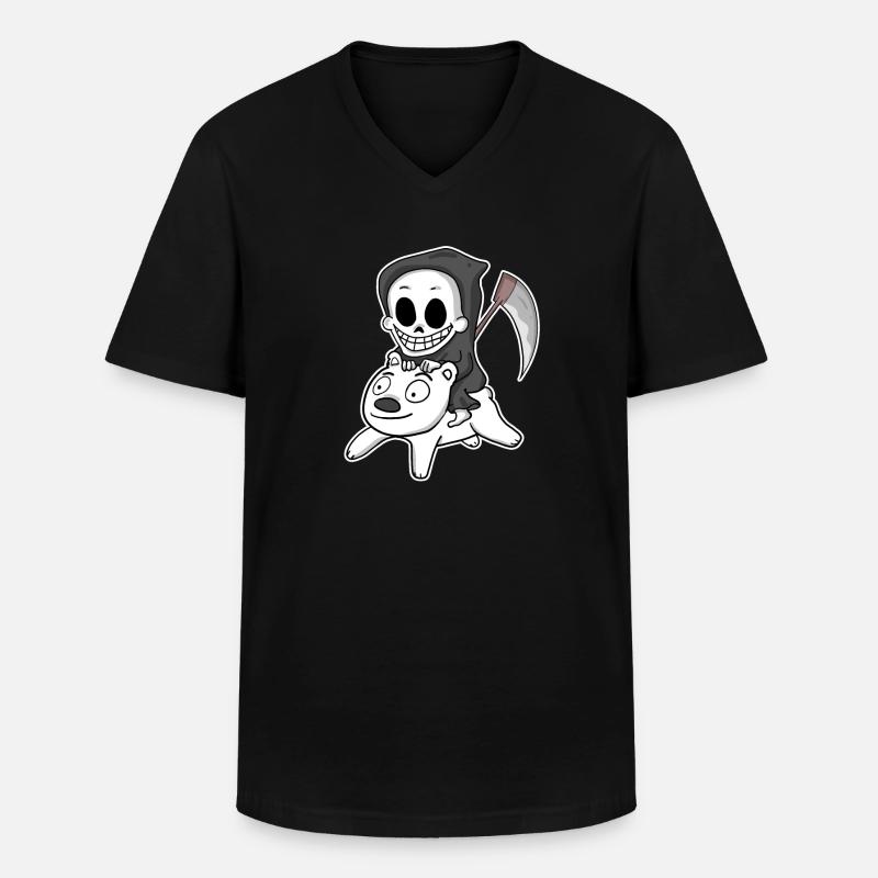 Sensenmann Eisbär Motiv - Männer-T-Shirt mit V-Ausschnitt - Schwarz