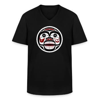 Indianer Rot Schwarz Haida Kunst Weinender Schädel - Männer-T-Shirt mit V-Ausschnitt - Schwarz - Vorne - AI Model Male 178 dark (178cm)