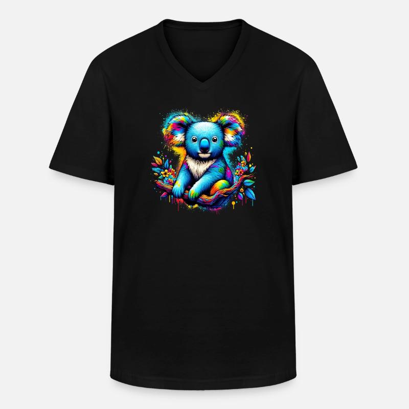 Koala - T-shirt col V Homme - noir
