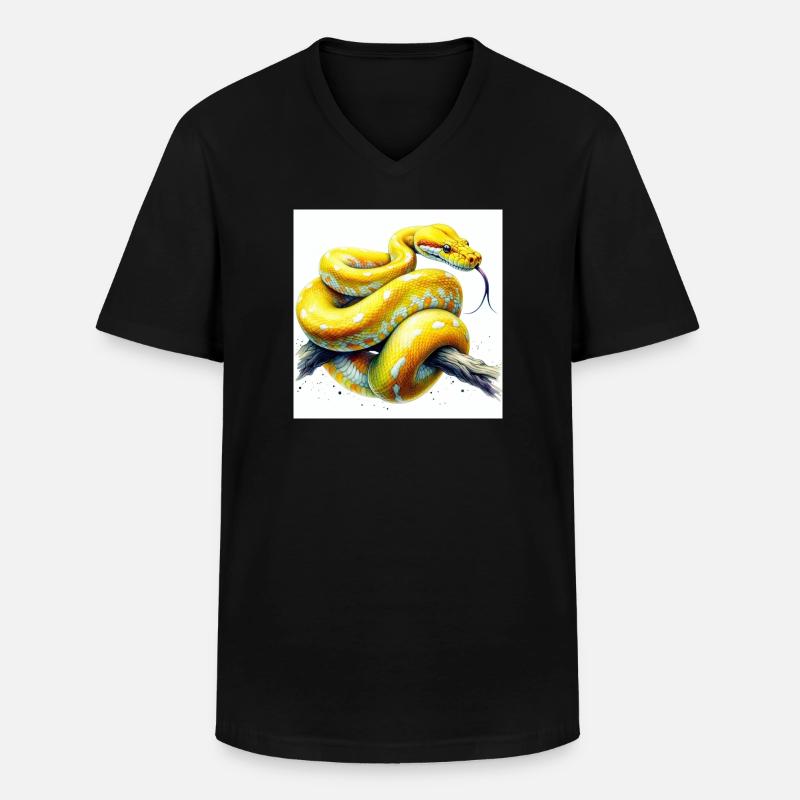 Gelbe Python - Männer-T-Shirt mit V-Ausschnitt - Schwarz