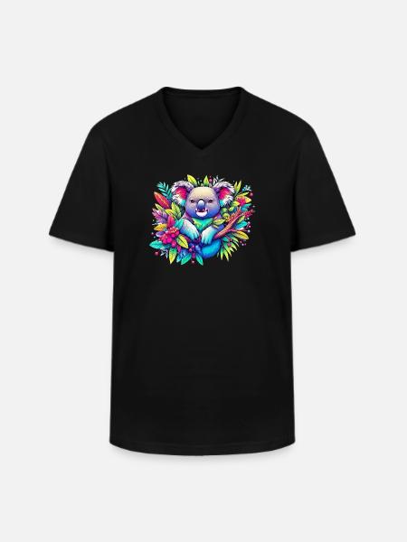 Koala - T-shirt col V Homme - noir