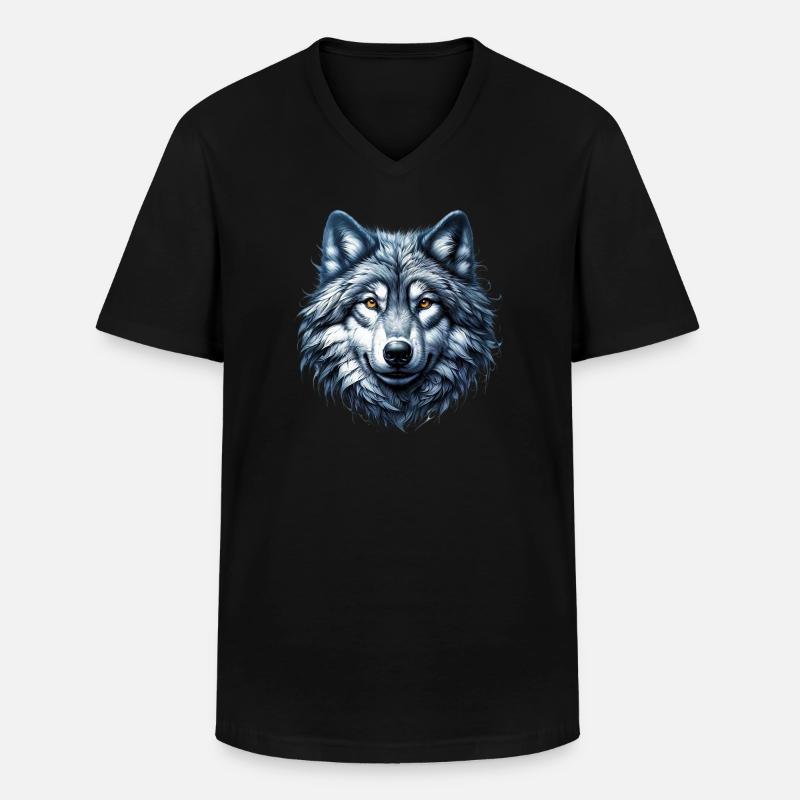 Wolf - Männer-T-Shirt mit V-Ausschnitt - Schwarz